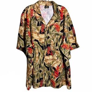 Toucan Dance Hawaiian print shirt men’s 2XL vacation button down EUC XXL vintage